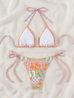 Foto 3 | Foto 3 | Traje De Baño Halter Bikini Zaful Triangle De 2 Piezas Para Mujer - Venta Internacional.