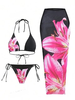 Foto 1 | Foto 1 | Traje De Baño Zaful Para Mujer Con Estampado Floral Y Triángulo Rosa S - Venta Internacional.