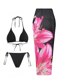 Foto 2 | Foto 2 | Traje De Baño Zaful Para Mujer Con Estampado Floral Y Triángulo Rosa S - Venta Internacional.