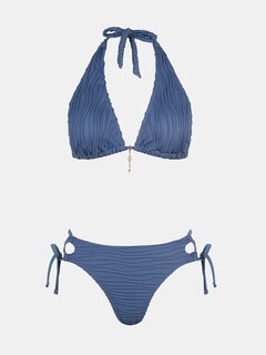 Foto 5 | Foto 5 | Conjunto De Bikini Cupshe Para Mujer, Cuello Pronunciado, Azul Acero, Xs - Venta Internacional.