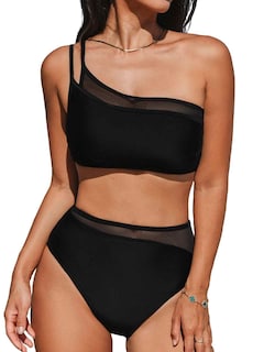 Foto 1 | Foto 1 | Conjunto De Bikini Cupshe Para Mujer, Cintura Alta Asimétrica Con Un Solo Hombro - Venta Internacional.