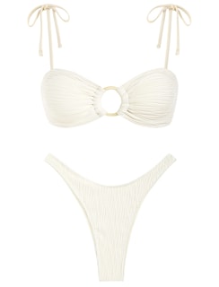 Foto 1 | Foto 1 | Conjunto De Bikini Zaful Para Mujer Con Corbata Sexy Con Tirantes Finos Texturizados - Venta Internacional.