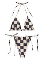 Bikini Zaful Triangle Negro Cuadros para Mujer - Venta Internacional