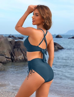 Foto 3 | Foto 3 | Conjunto de Bikini Blooming Jelly Azul Cintura Alta para Mujer - Venta Internacional
