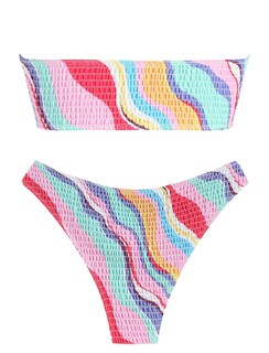 Foto 3 | Foto 3 | Bikini Zaful Tipo Bandeau Acanalado De Corte Alto Sin Tirantes Para Mujer, 2 Piezas - Venta Internacional.
