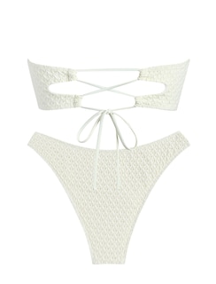 Foto 4 | Foto 4 | Bikini Zaful Traje De Baño Tipo Bandeau Acanalado De Corte Alto Sin Tirantes Para Mujer - Venta Internacional.