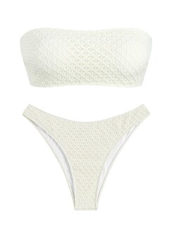 Foto 3 | Foto 3 | Bikini Zaful Traje De Baño Tipo Bandeau Acanalado De Corte Alto Sin Tirantes Para Mujer - Venta Internacional.
