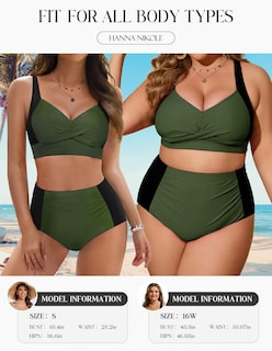 Foto 4 | Foto 4 | Traje De Baño De Playa Para Mujer Hanna Nikole, Negro Y Verde Militar - Venta Internacional.