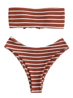 Foto 1 | Foto 1 | Bikini Bandeau Corte Alto Acanalado sin Tirantes Mujer - Venta Internacional