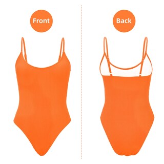 Foto 2 | Foto 2 | Traje De Baño Zando Naranja Acanalado De Una Pieza Para Control De Barriga Para Mujer - Venta Internacional.