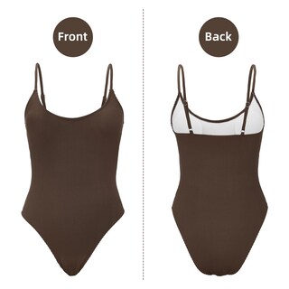 Foto 2 | Foto 2 | Traje De Baño De Una Pieza Zando Tummy Control, Acanalado, Marrón, Para Mujer - Venta Internacional.