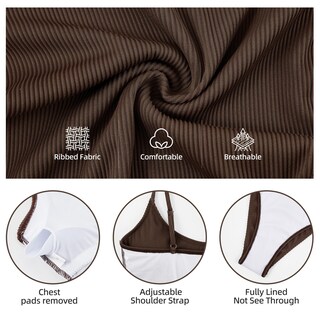 Foto 3 | Foto 3 | Traje De Baño De Una Pieza Zando Tummy Control, Acanalado, Marrón, Para Mujer - Venta Internacional.
