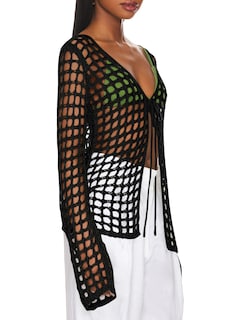 Foto 2 | Foto 2 | Traje De Baño Coverup Saodimallsu De Manga Larga A Ganchillo Negro Para Mujer - Venta Internacional.