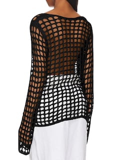 Foto 3 | Foto 3 | Traje De Baño Coverup Saodimallsu De Manga Larga A Ganchillo Negro Para Mujer - Venta Internacional.