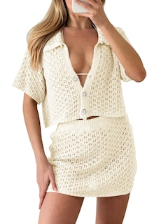 Foto 1 | Foto 1 | Set De Encubrimiento Saodimallsu Para Mujer, Tejido A Ganchillo, Playa, Verano, Blanco - Venta Internacional.