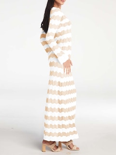 Foto 4 | Foto 4 | Vestido Largo Saodimallsu A Rayas De Ganchillo De Verano Para Mujer - Venta Internacional.
