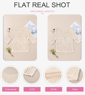Foto 6 | Foto 6 | Jersey Evaless Para Mujer, Tejido A Ganchillo, Hueco, Blanco, Talla Grande - Venta Internacional.