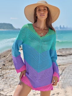Foto 2 | Foto 2 | Traje De Baño Anrabess Vestido De Playa De Punto De Malla Con Cuello En V Y Ganchillo - Venta Internacional.