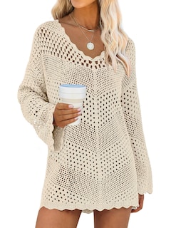 Foto 1 | Foto 1 | Vestido De Playa De Malla Con Cuello En V Y Cuello En V De Anrabess Para Cubrir El Traje De Baño - Venta Internacional.