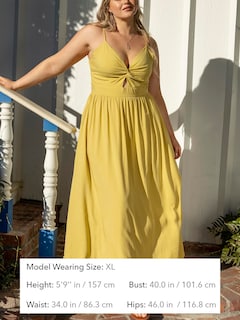 Foto 4 | Foto 4 | Vestido Largo Cupshe Con Cuello En V Retorcido Sin Mangas Y Recorte Amarillo Xs - Venta Internacional.
