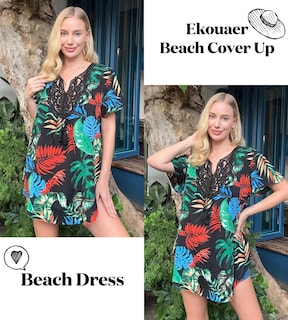 Foto 4 | Foto 4 | Vestido De Playa Con Cuello En V Y Encaje Ekouaer Con Cuello En V - Venta Internacional.