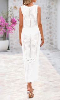 Foto 3 | Foto 3 | Traje De Baño Coverup Btfbm Crochet Para Mujer Verano 2025 Blanco - Venta Internacional.