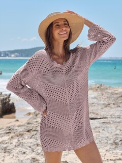 Foto 5 | Foto 5 | Traje De Baño Cover Up Anrabess, Cuello En V, Tejido De Malla, Rosa - Venta Internacional.