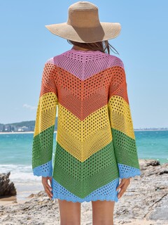 Foto 4 | Foto 4 | Traje De Baño Anrabess Vestido De Playa De Punto De Malla Con Cuello En V Y Ganchillo - Venta Internacional.