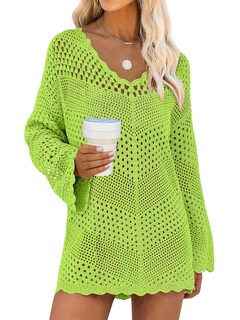 Foto 1 | Foto 1 | Traje De Baño Cover Up Anrabess, Cuello En V, Tejido De Malla, Verde S - Venta Internacional.