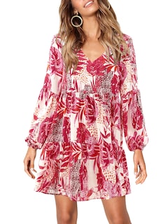 Foto 2 | Foto 2 | Vestido Amoretu Para Mujer, Estilo Bohemio, Playero, Manga Larga, Multicolor, Rojo - Venta Internacional.