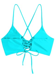 Foto 2 | Foto 2 | Top de Bikini Zaful Twist Cross Push Up Acolchado Azul para Mujer - Venta Internacional