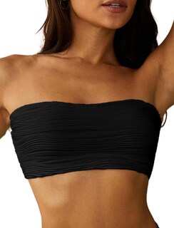 Foto 1 | Foto 1 | Traje De Baño Sin Tirantes Tipo Bandeau Texturizado Zaful Negro - Venta Internacional.