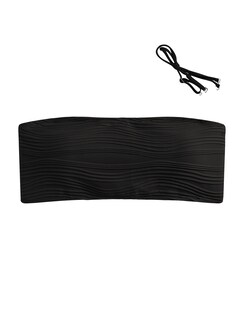 Foto 3 | Foto 3 | Traje De Baño Sin Tirantes Tipo Bandeau Texturizado Zaful Negro - Venta Internacional.