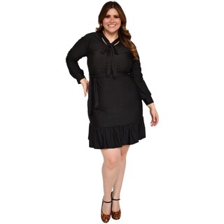 Foto 6 | Foto 6 | Vestido Roman Fashion color Negro con Olán