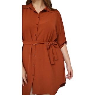 Foto 4 | Foto 4 | Vestido Camisero Roman Fashion V-MIC-1939 color Marrón Tallas Extras