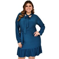 Vestido Roman Fashion color Azul con Olán