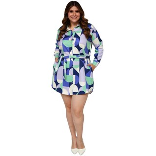 Foto 6 | Foto 6 | Vestido Corto Roman Fashion V-JUL-0546 color Azul con Figuras Tallas Extras