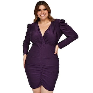 Foto 1 | Foto 1 | Vestido con Fruncido Roman Fashion color Púrpura para Mujer
