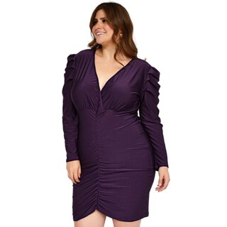 Foto 2 | Foto 2 | Vestido con Fruncido Roman Fashion color Púrpura para Mujer