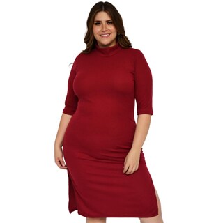 Foto 1 | Foto 1 | Vestido Midi Acanalado Roman Fashion color Vino para Mujer