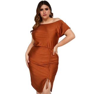 Foto 1 | Foto 1 | Vestido Escote Barco Roman Fashion color Marrón