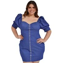 Vestido Mini L'ATISTE Tallas Extras 51827 color Azul de Mezclilla