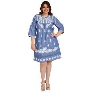 Foto 5 | Foto 5 | Vestido Bordado Peshli V-KNK-78137 color Azul Tallas Extras