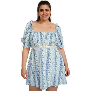 Foto 1 | Foto 1 | Vestido Escote Cuadrado L'ATISTE 51811 color Azul Tallas Extras