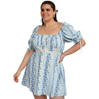 Foto 4 | Foto 4 | Vestido Escote Cuadrado L'ATISTE 51811 color Azul Tallas Extras