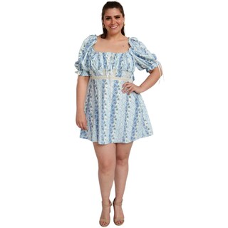 Foto 6 | Foto 6 | Vestido Escote Cuadrado L'ATISTE 51811 color Azul Tallas Extras