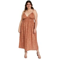 Vestido Largo Doble Tirante Zenobia 11746 color Marrón Tallas Extras