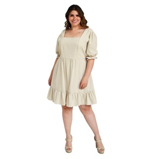 Foto 5 | Foto 5 | Vestido Roman Fashion Manga 3/4 color Beige para Mujer