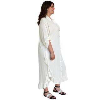 Foto 2 | Foto 2 | Vestido Camisero con Olanes Roman Fashion V-ELY-1062 color Blanco Tallas Extras