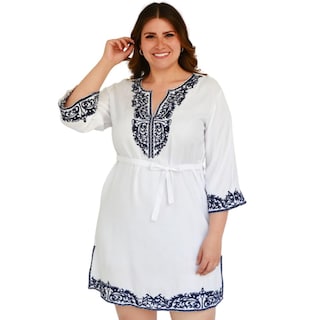 Foto 1 | Foto 1 | Vestido Bordado Roman Fashion 78087 color Blanco Tallas Extras